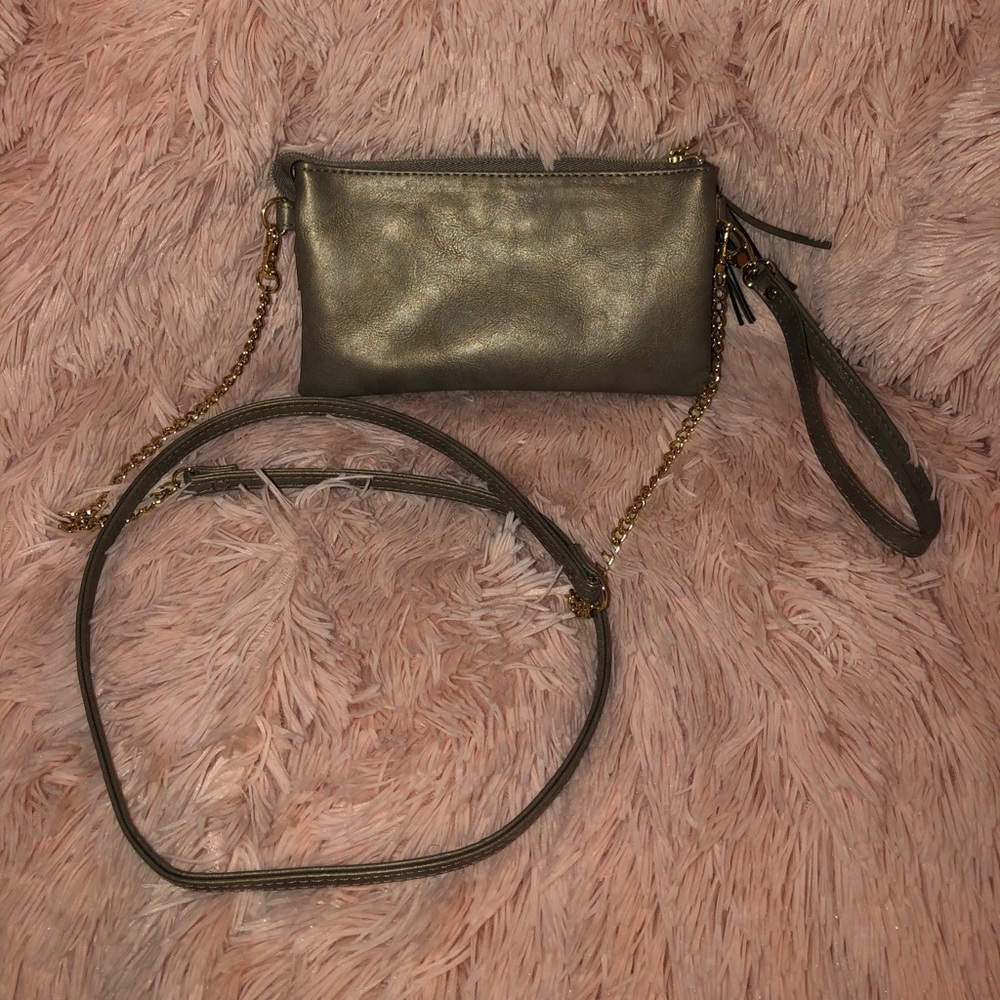 Dark gray shoulder bag & hand wallet
